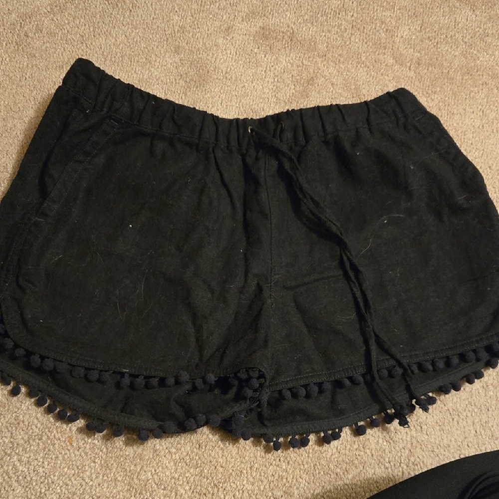 J. Crew Black High Waist Pom-Pom Shorts